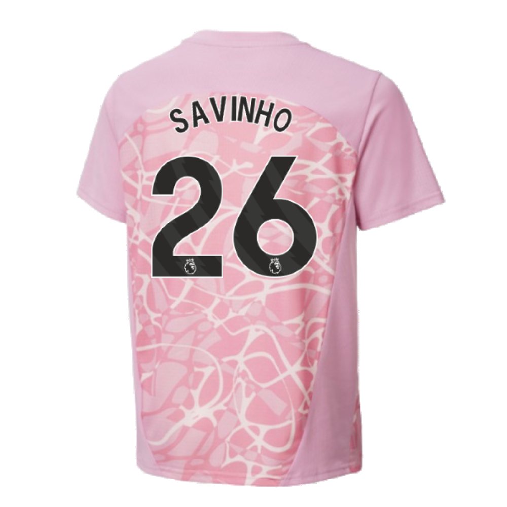 2024-2025 Man City Pre-Match Shirt (Pink Icing) - Kids (Savinho 26)