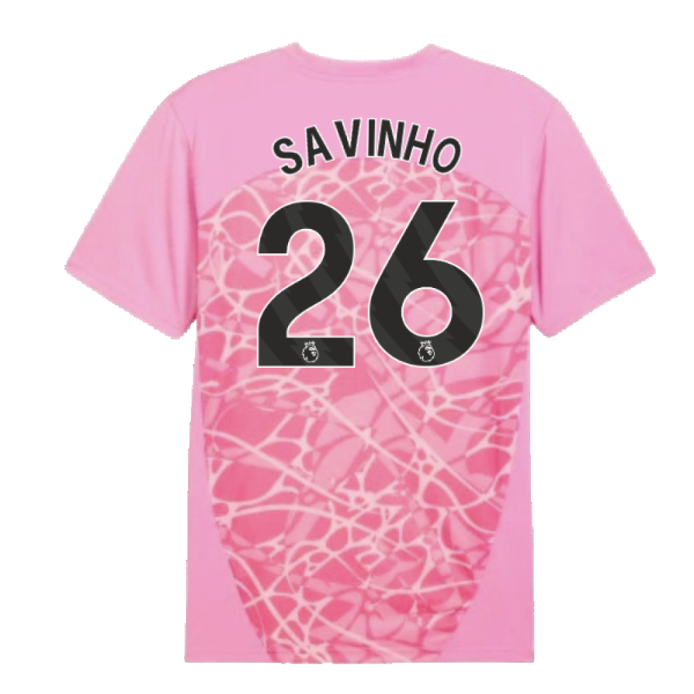 2024-2025 Man City Pre-Match Shirt (Pink) (Savinho 26)