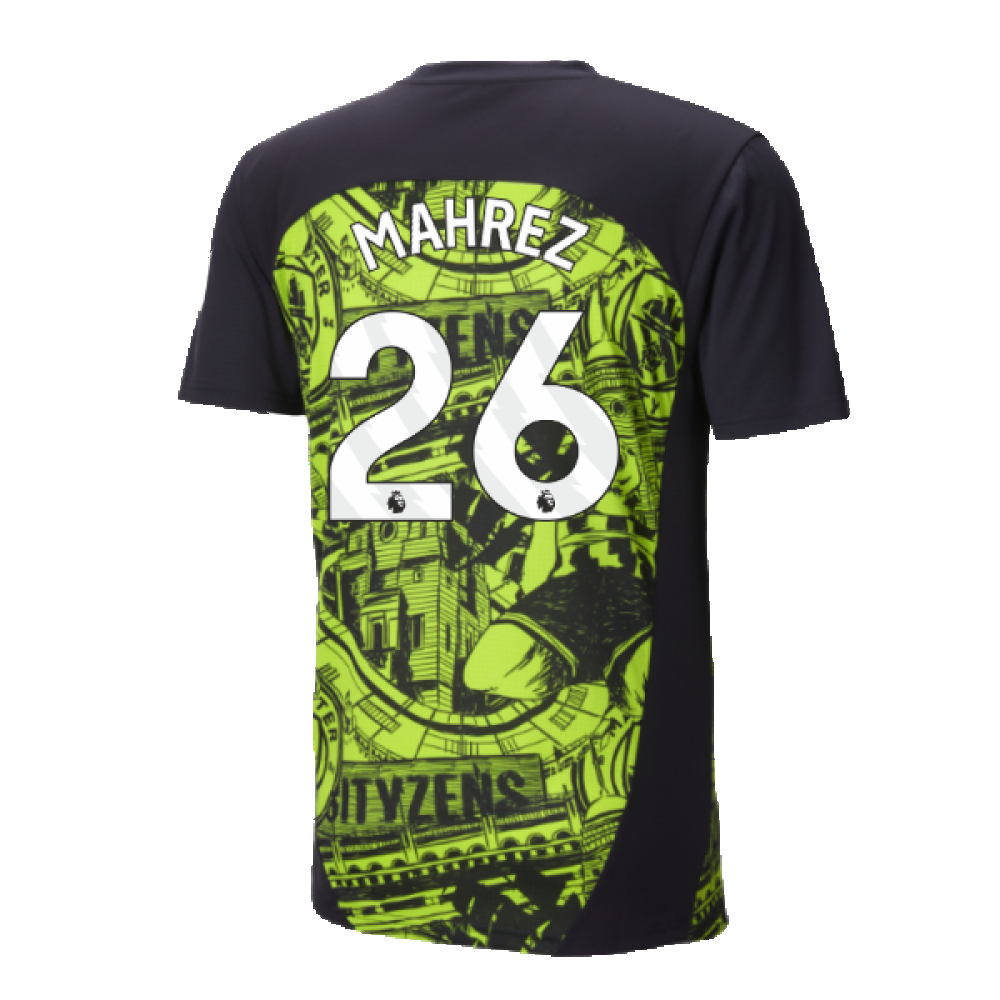 2024-2025 Man City Pre-Match Shirt (Yellow Glow) - Kids (Mahrez 26)