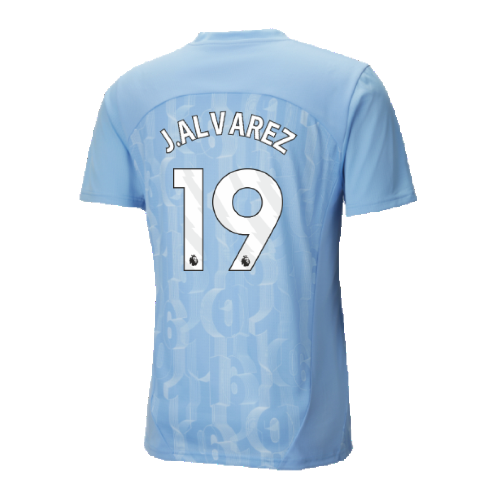 2024-2025 Man City Prematch SS Shirt (Light Blue) (J.Alvarez 19)