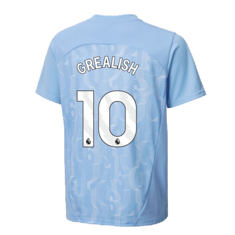 2024-2025 Man City Prematch SS Shirt (Light Blue) - Kids (Grealish 10)