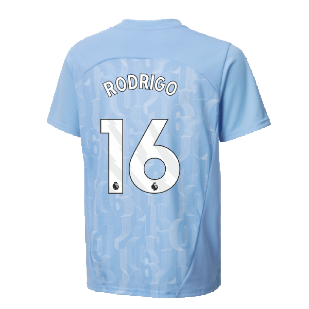 2024-2025 Man City Prematch SS Shirt (Light Blue) - Kids (Rodrigo 16)