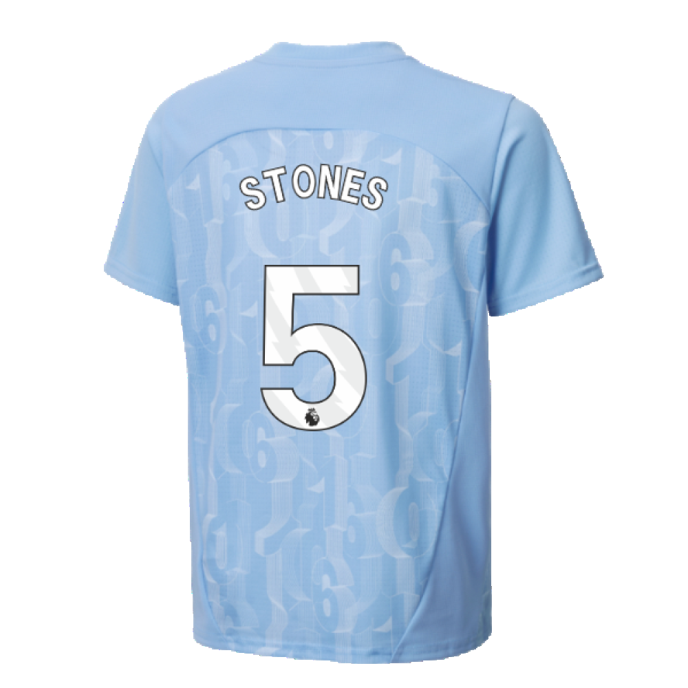 2024-2025 Man City Prematch SS Shirt (Light Blue) - Kids (Stones 5)