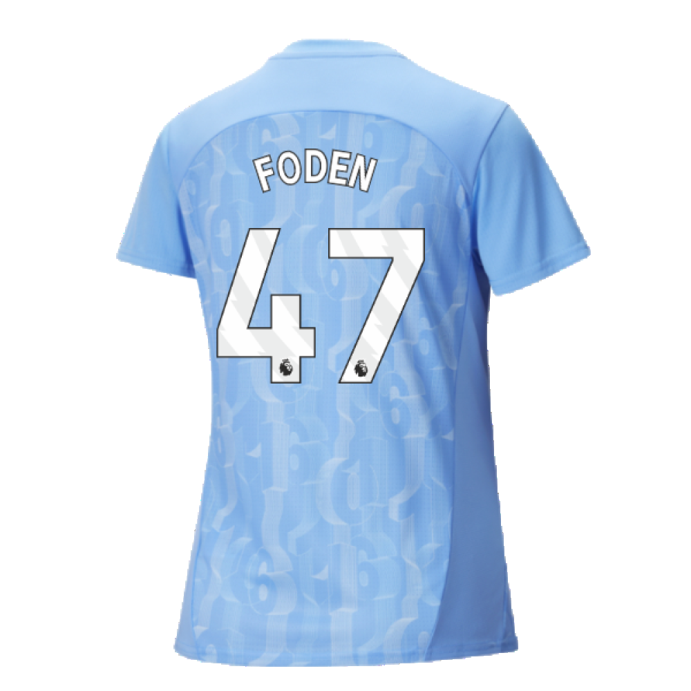 2024-2025 Man City Prematch SS Shirt (Light Blue) - Womens (Foden 47)