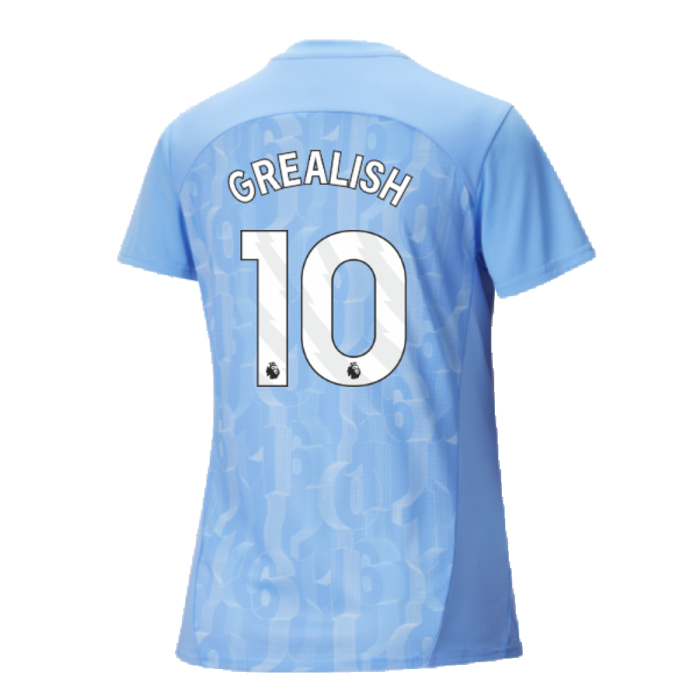 2024-2025 Man City Prematch SS Shirt (Light Blue) - Womens (Grealish 10)