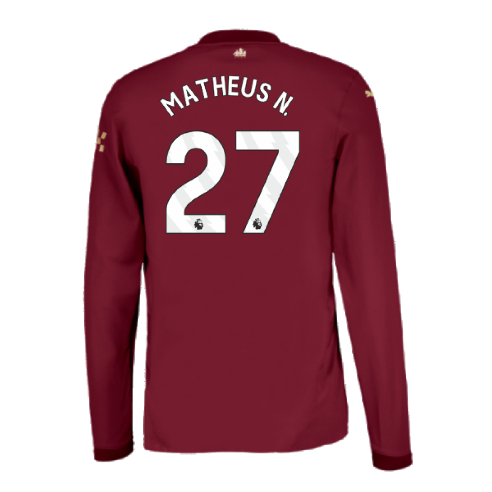 2024-2025 Man City Third Long Sleeve Authentic Shirt (Matheus N. 27)