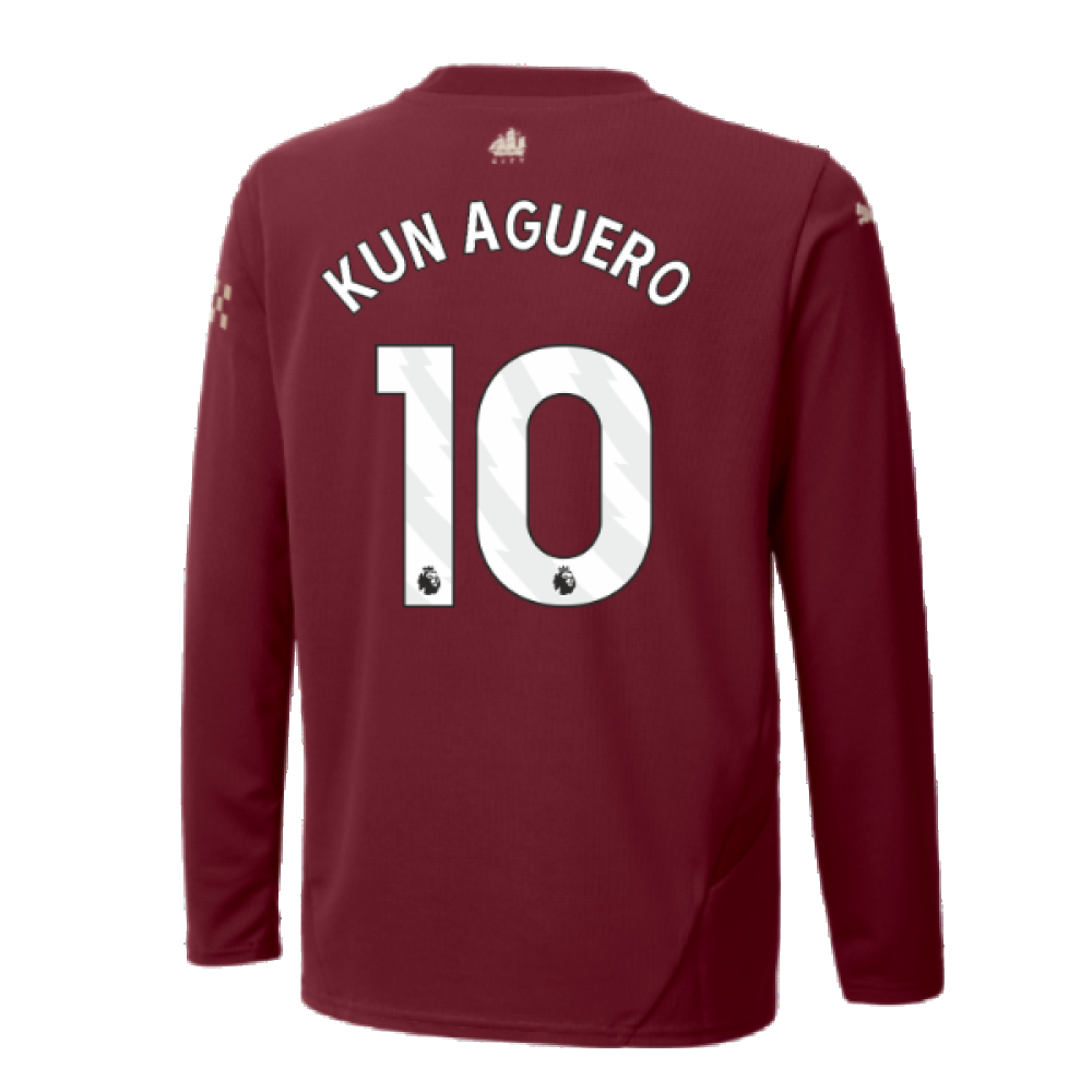 2024-2025 Man City Third Long Sleeve Shirt (Kids) (Kun Aguero 10)