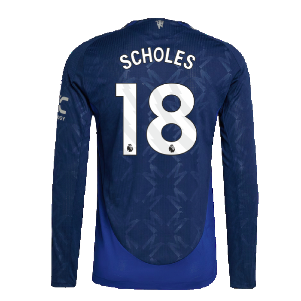 2024-2025 Man Utd Authentic Long Sleeve Away Shirt (Scholes 18)