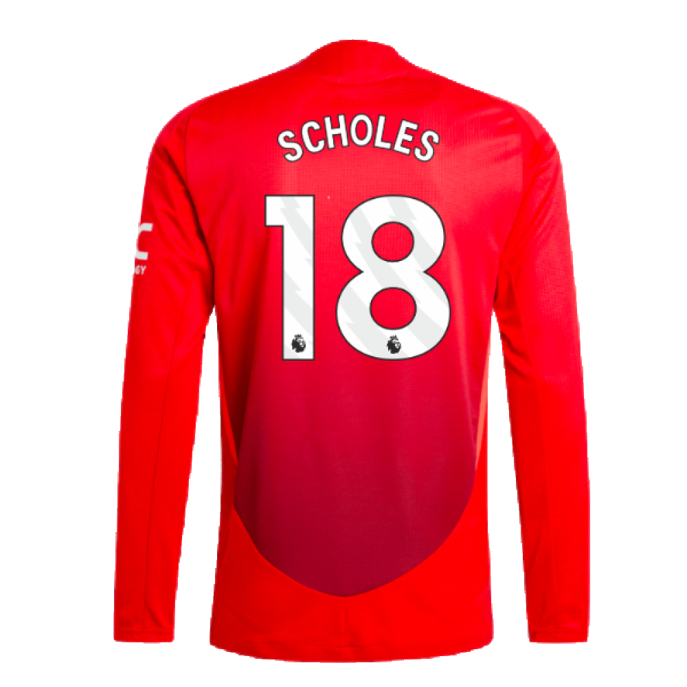 2024-2025 Man Utd Authentic Long Sleeve Home Shirt (Scholes 18)