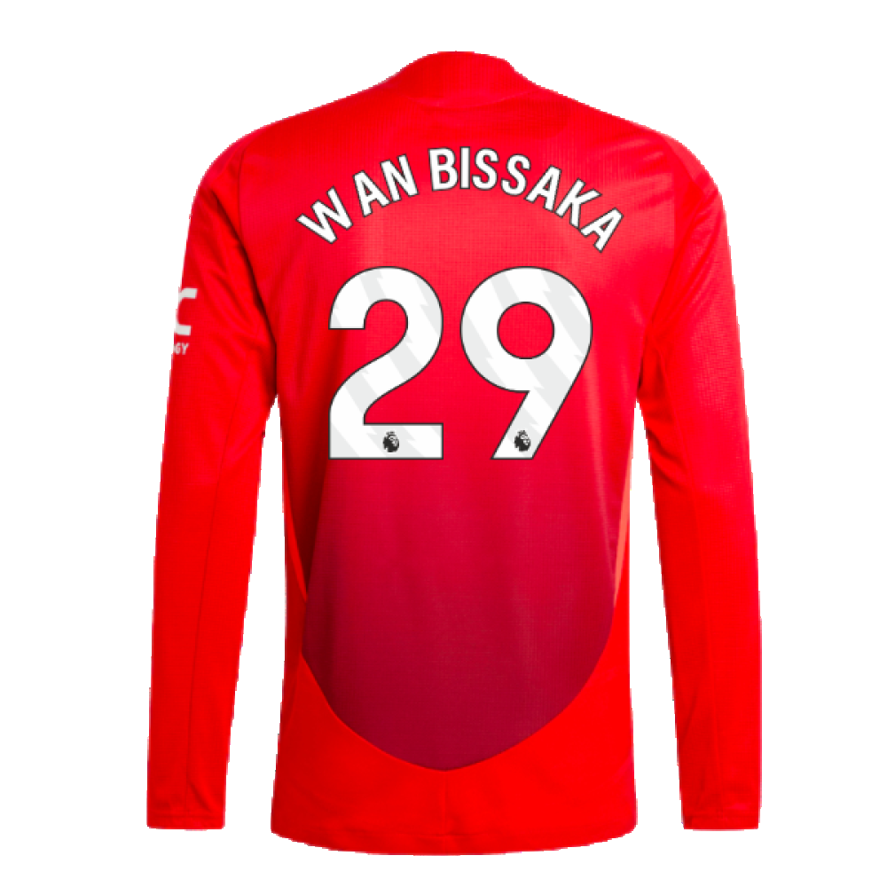 2024-2025 Man Utd Authentic Long Sleeve Home Shirt (Wan Bissaka 29)