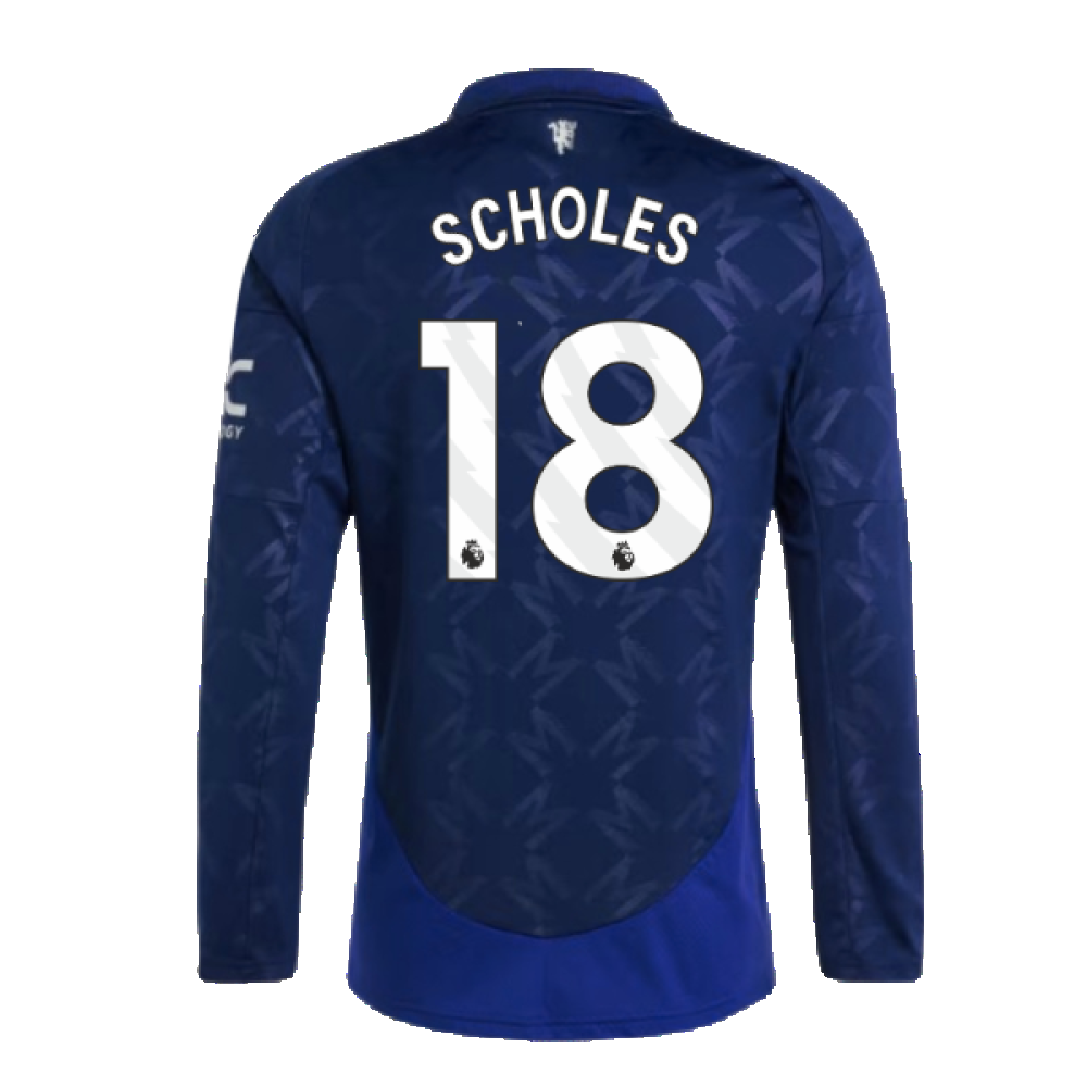 2024-2025 Man Utd Long Sleeve Away Shirt (Scholes 18)