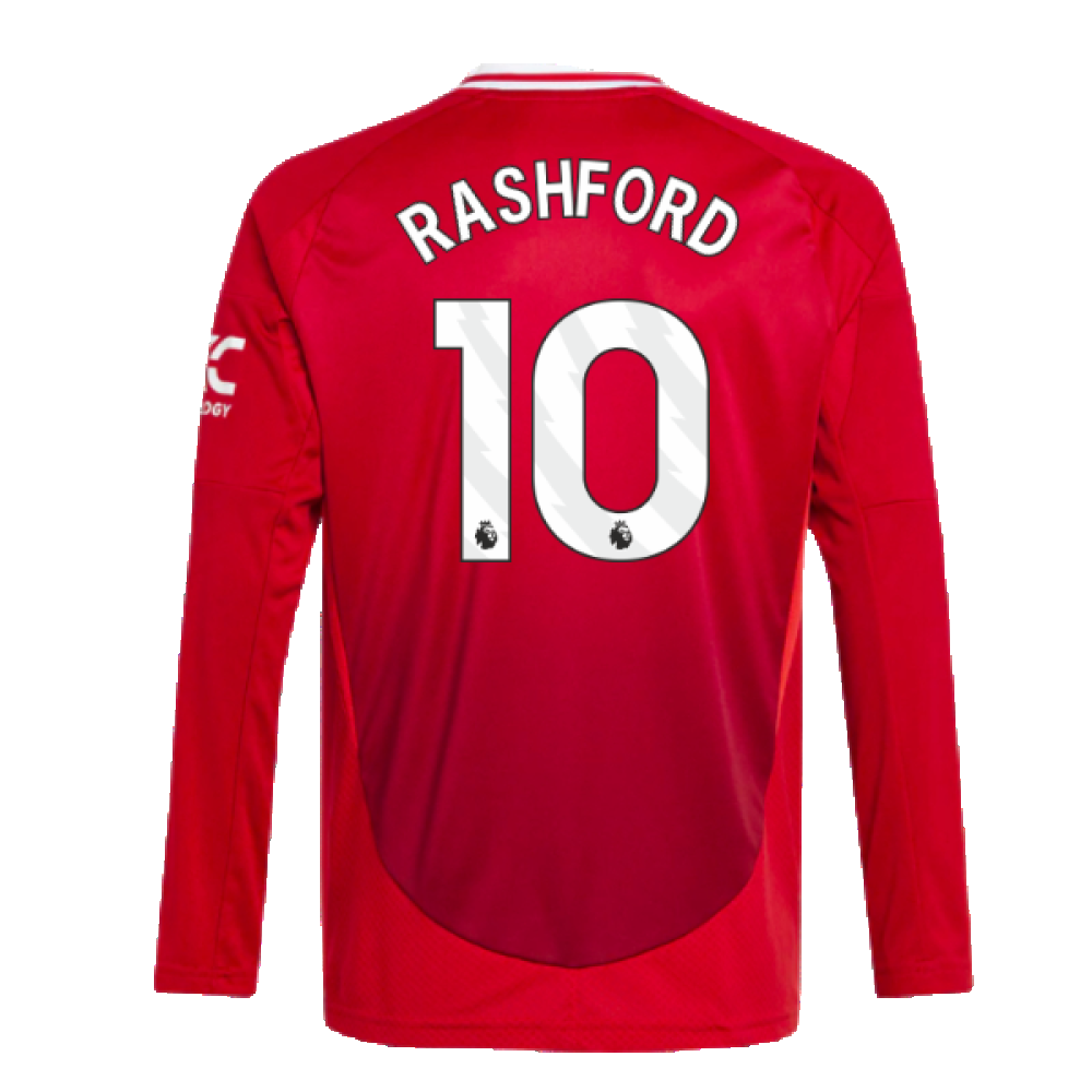 2024-2025 Man Utd Long Sleeve Home Shirt (Kids) (Rashford 10)