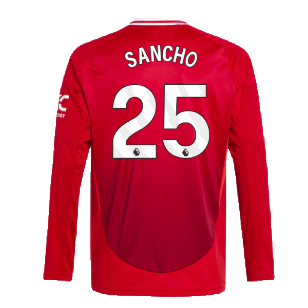 2024-2025 Man Utd Long Sleeve Home Shirt (Kids) (Sancho 25)