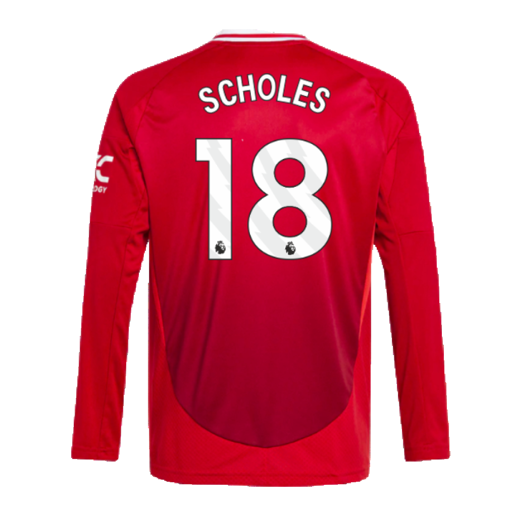 2024-2025 Man Utd Long Sleeve Home Shirt (Kids) (Scholes 18)