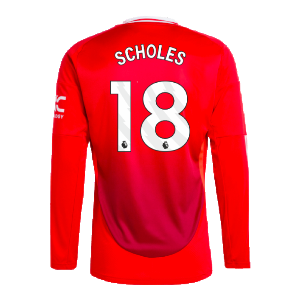 2024-2025 Man Utd Long Sleeve Home Shirt (Scholes 18)