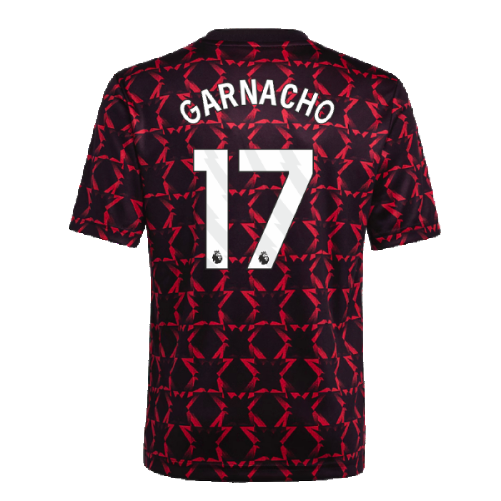 2024-2025 Man Utd Pre-Match Shirt (Black) - Kids (Garnacho 17)