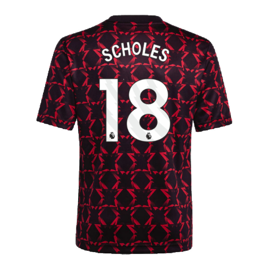 2024-2025 Man Utd Pre-Match Shirt (Black) - Kids (Scholes 18)