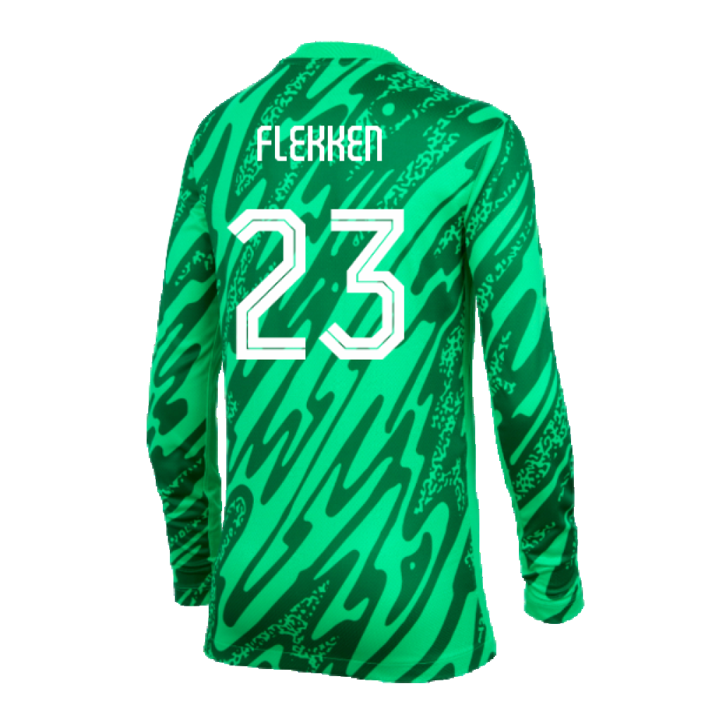 2024-2025 Netherlands Home Goalkeeper Shirt (Green) - Kids (Flekken 23)