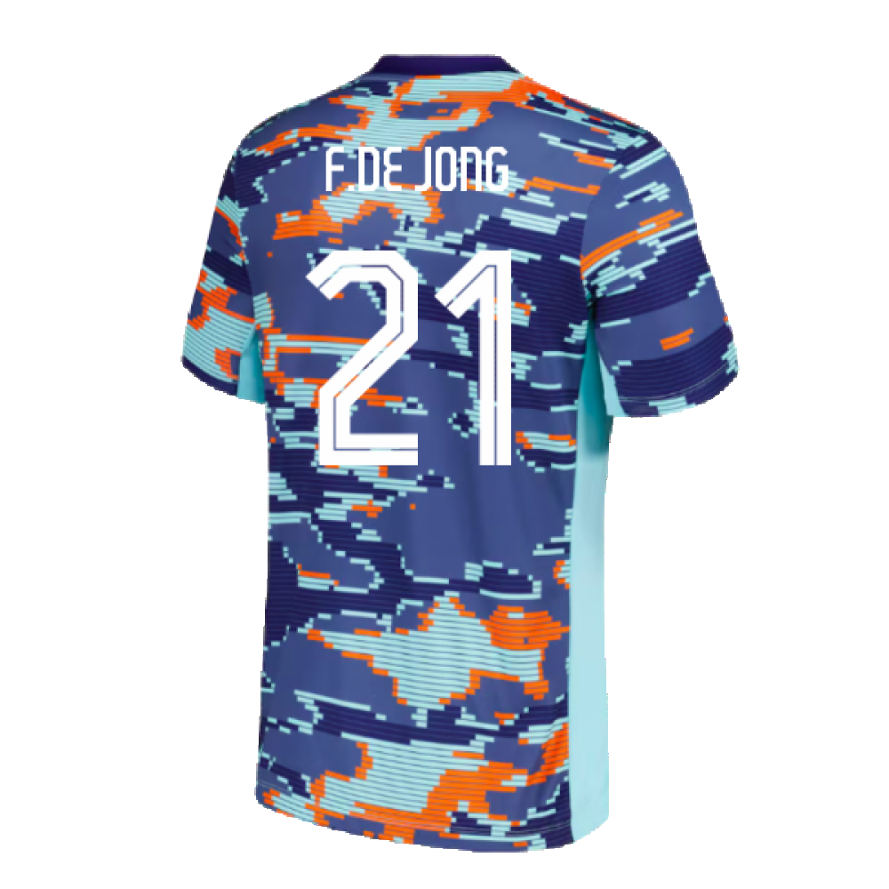 2024-2025 Netherlands Pre-Match Training Shirt (Blue) - Kids (F.De Jong 21)