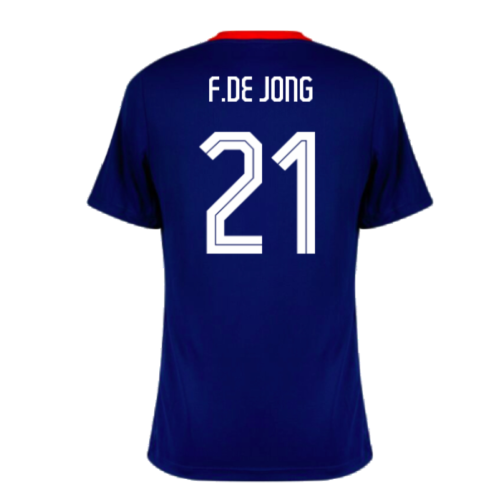 2024-2025 Netherlands Strike Dri-Fit Training Shirt (Royal) (F.De Jong 21)