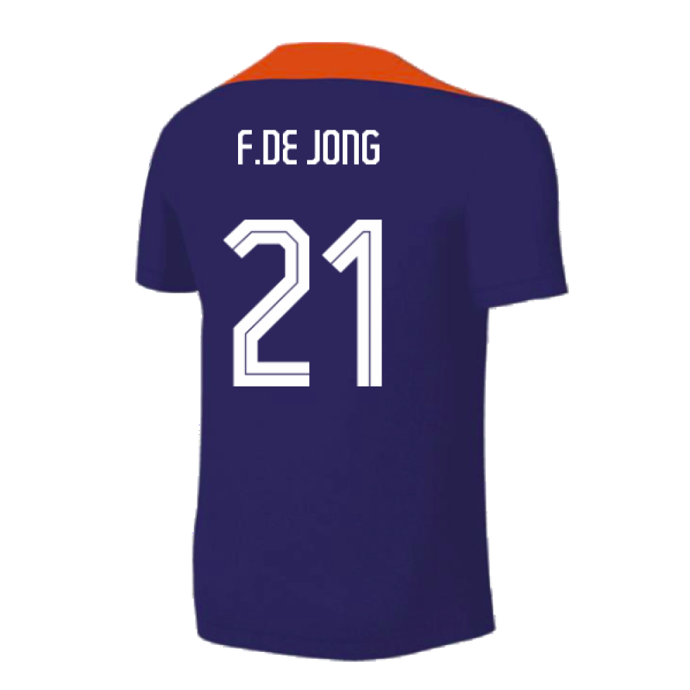 2024-2025 Netherlands Strike Training Shirt (Blue) - Kids (F.De Jong 21)