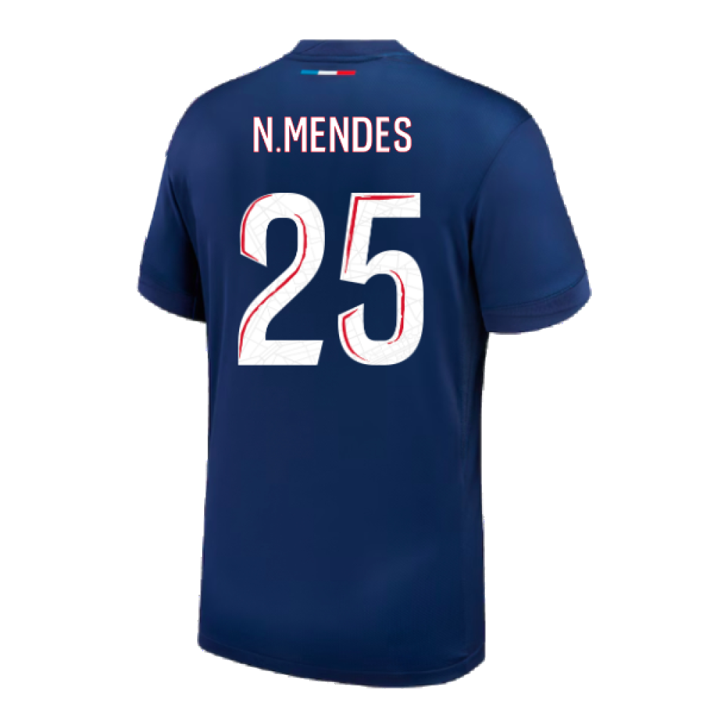 2024-2025 PSG Paris Saint Germain Home Shirt (Kids) (N.Mendes 25)