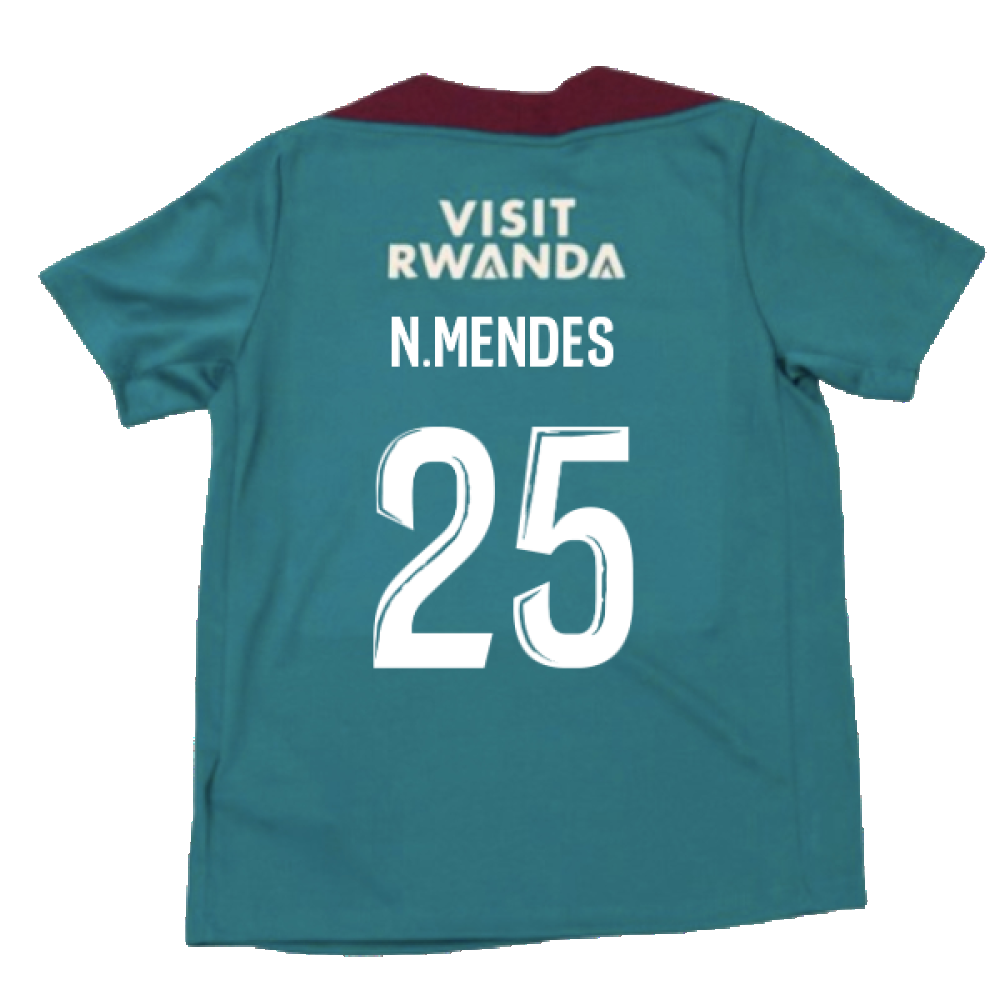 2024-2025 PSG Strike Dri-Fit Training Shirt (Teal) - Kids (N.Mendes 25)