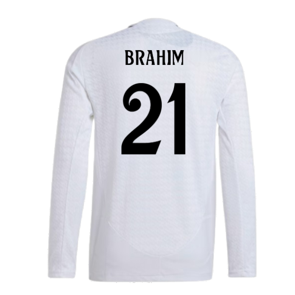 2024-2025 Real Madrid Authentic Long Sleeve Home Shirt (Brahim 21)