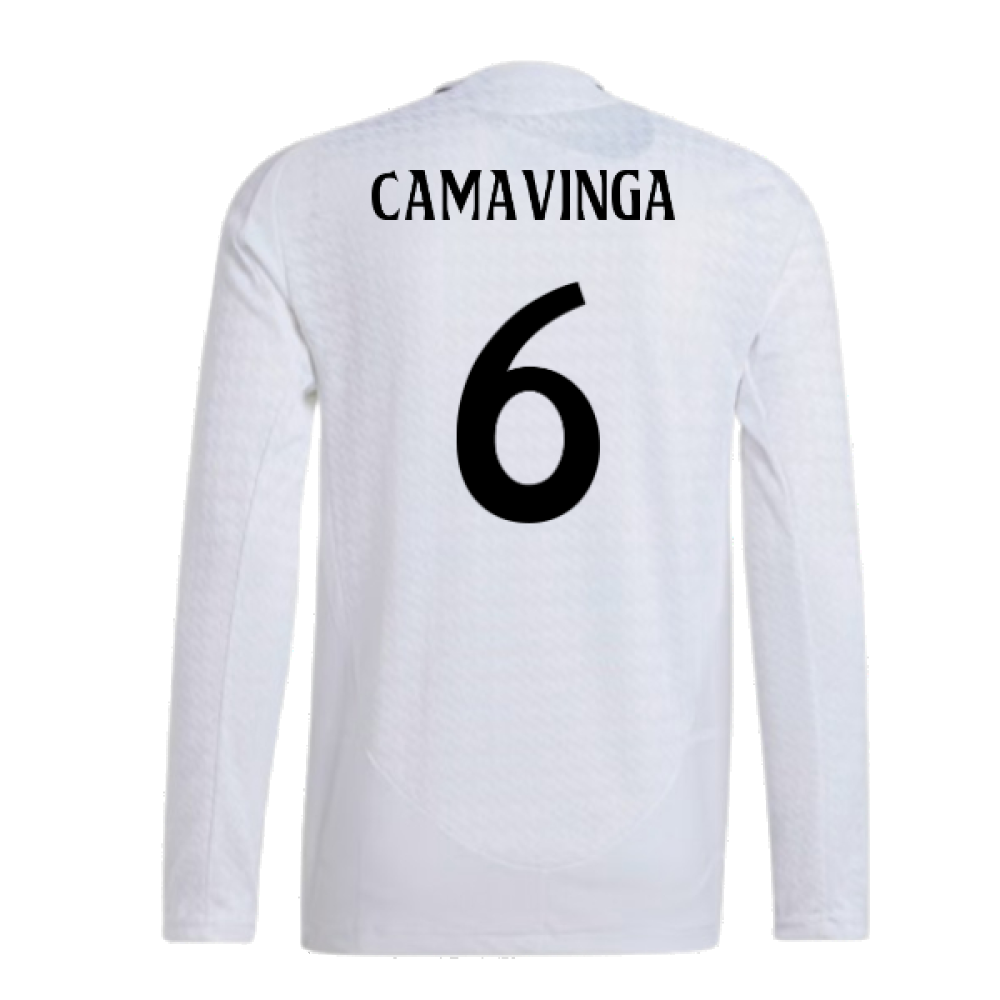 2024-2025 Real Madrid Authentic Long Sleeve Home Shirt (Camavinga 6)