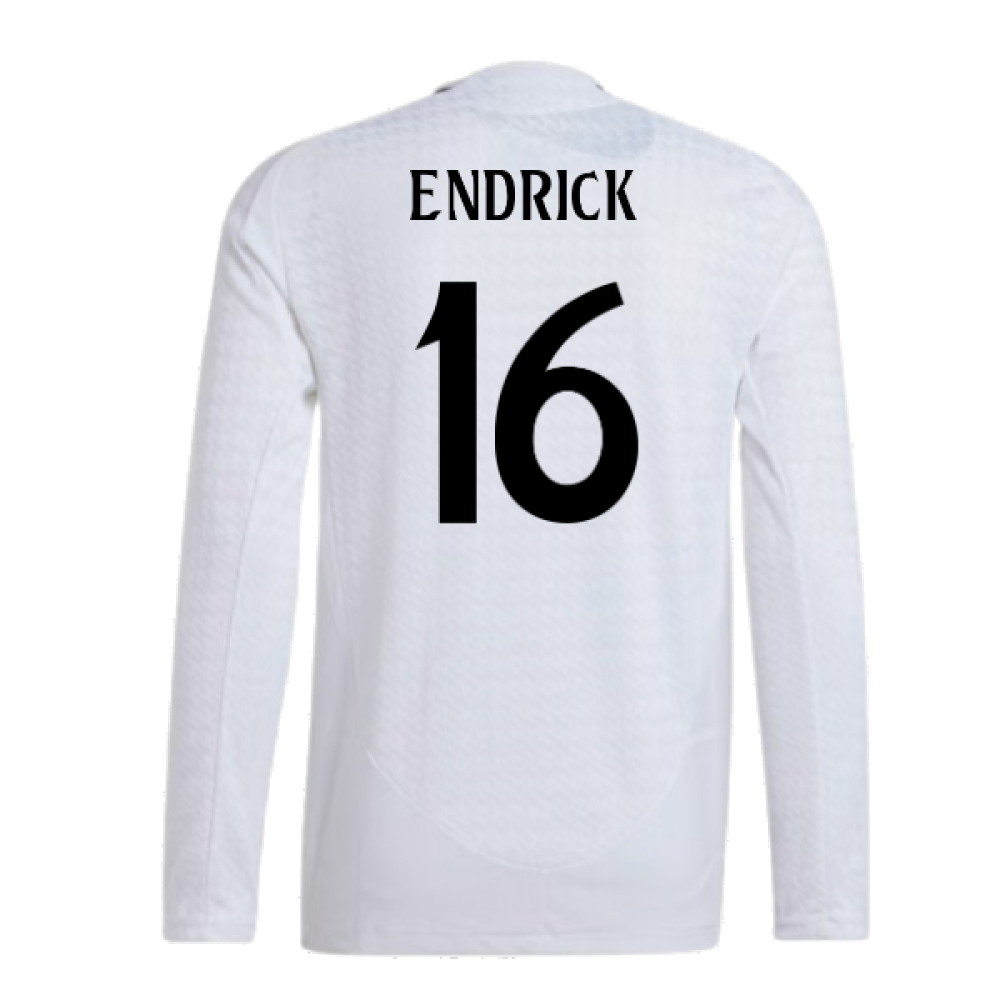 2024-2025 Real Madrid Authentic Long Sleeve Home Shirt (Endrick 16)