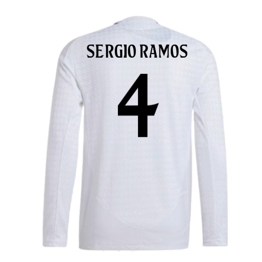 2024-2025 Real Madrid Authentic Long Sleeve Home Shirt (Sergio Ramos 4)