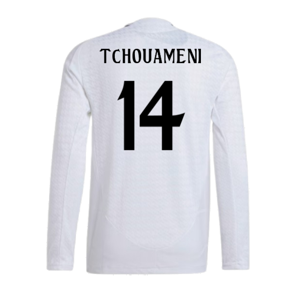 2024-2025 Real Madrid Authentic Long Sleeve Home Shirt (Tchouameni 14)