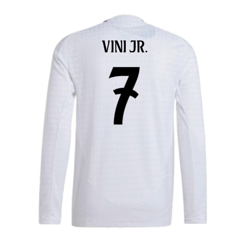 2024-2025 Real Madrid Authentic Long Sleeve Home Shirt (Vini Jr. 7)