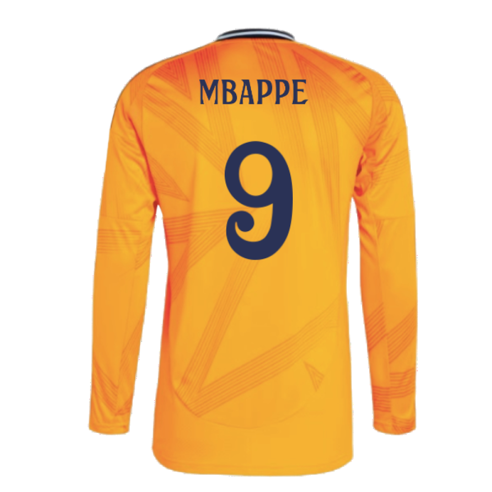 2024-2025 Real Madrid Long Sleeve Away Shirt (Mbappe 9)