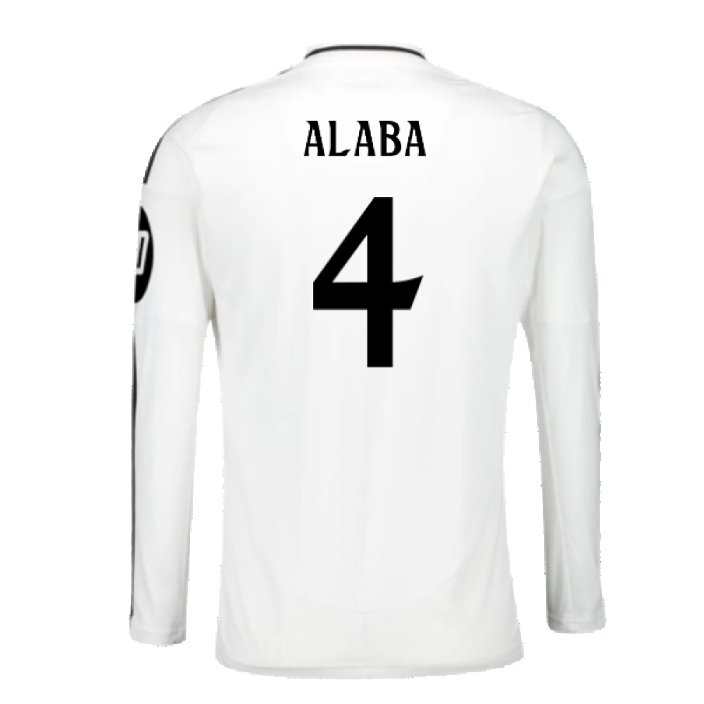 2024-2025 Real Madrid Long Sleeve Home Shirt (Alaba 4)