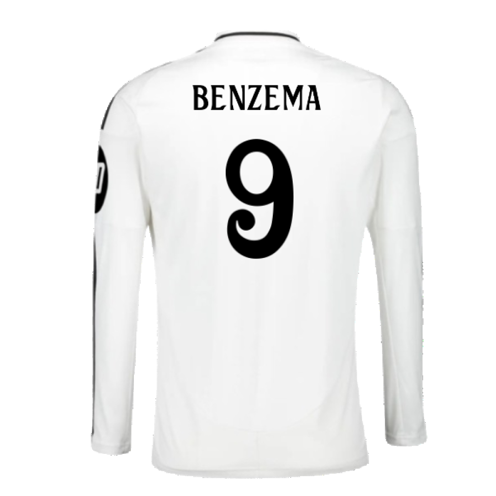 2024-2025 Real Madrid Long Sleeve Home Shirt (Benzema 9)