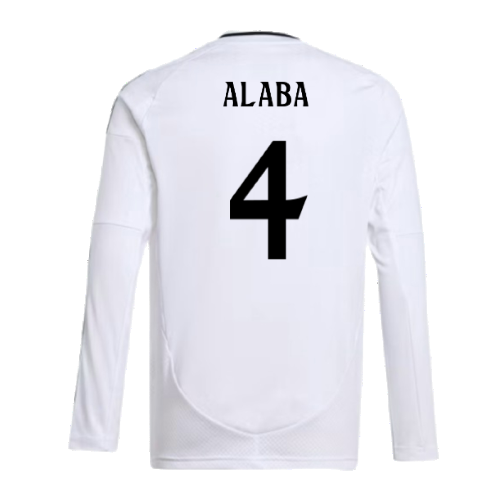2024-2025 Real Madrid Long Sleeve Home Shirt (Kids) (Alaba 4)