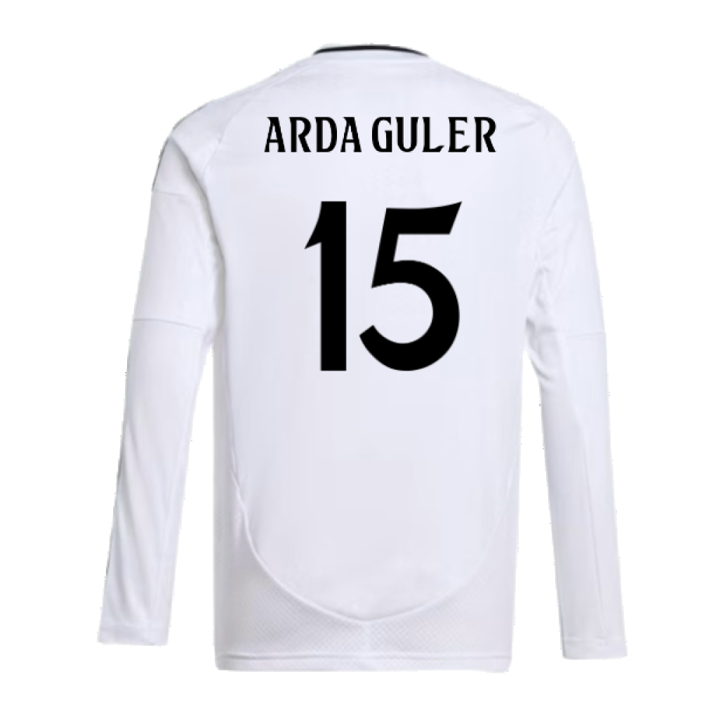 2024-2025 Real Madrid Long Sleeve Home Shirt (Kids) (Arda Guler 15)