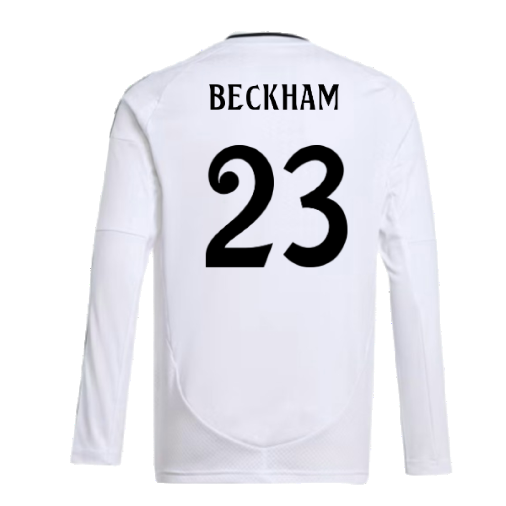 2024-2025 Real Madrid Long Sleeve Home Shirt (Kids) (Beckham 23)