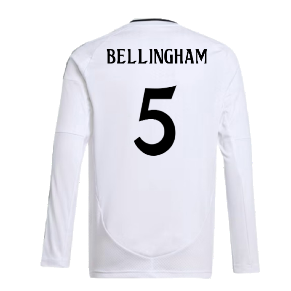 2024-2025 Real Madrid Long Sleeve Home Shirt (Kids) (Bellingham 5)