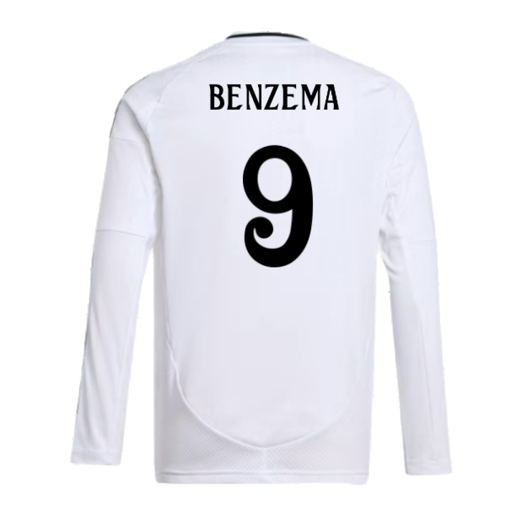 2024-2025 Real Madrid Long Sleeve Home Shirt (Kids) (Benzema 9)