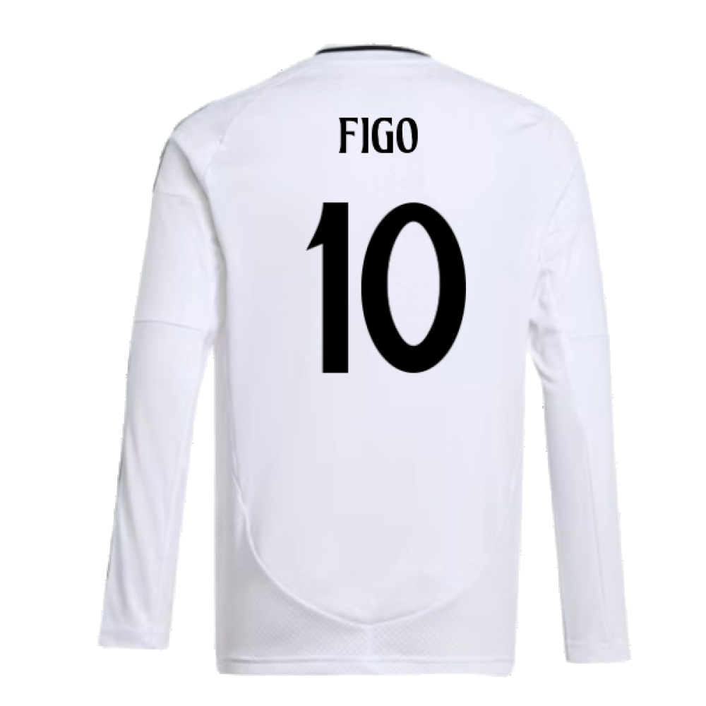 2024-2025 Real Madrid Long Sleeve Home Shirt (Kids) (Figo 10)