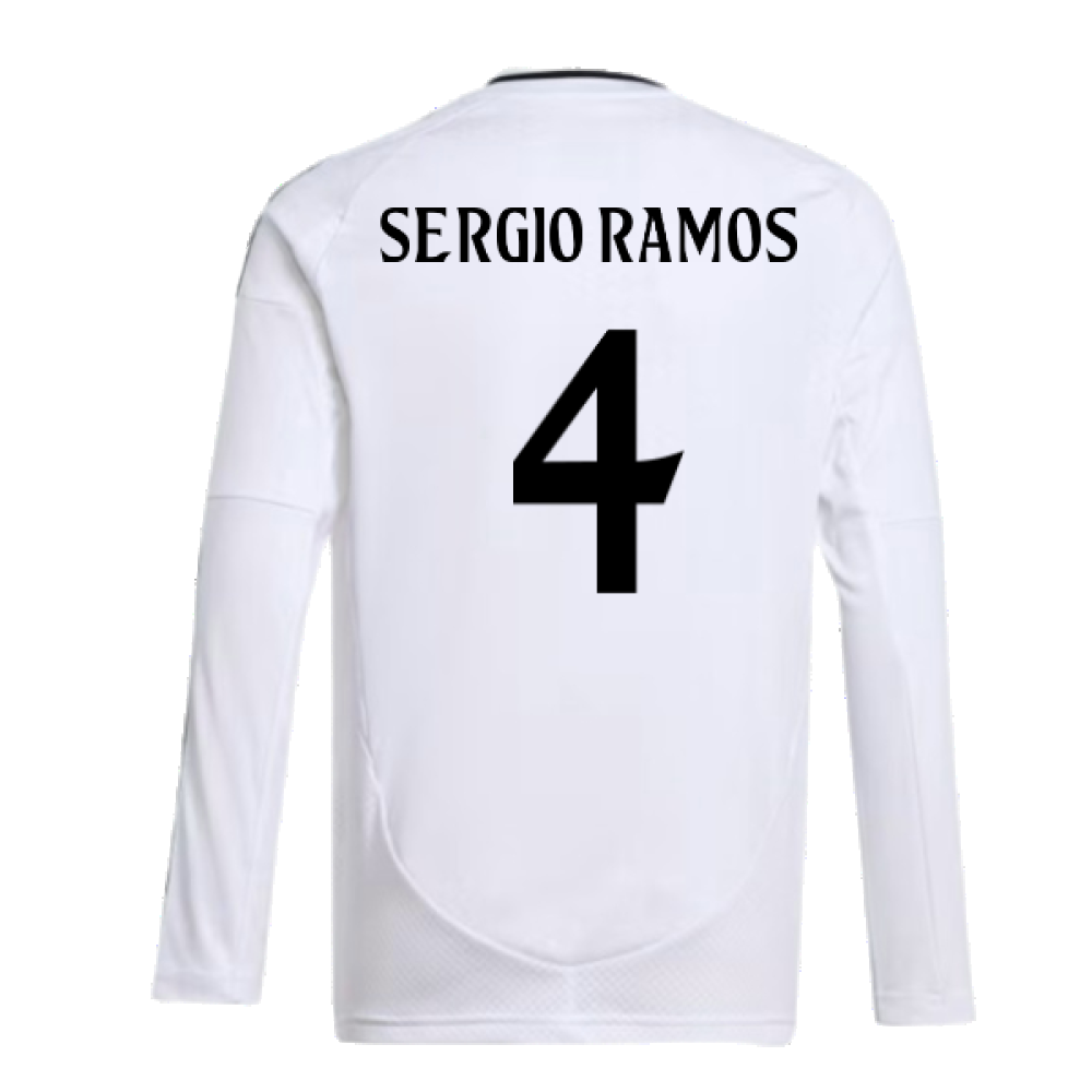 2024-2025 Real Madrid Long Sleeve Home Shirt (Kids) (Sergio Ramos 4)