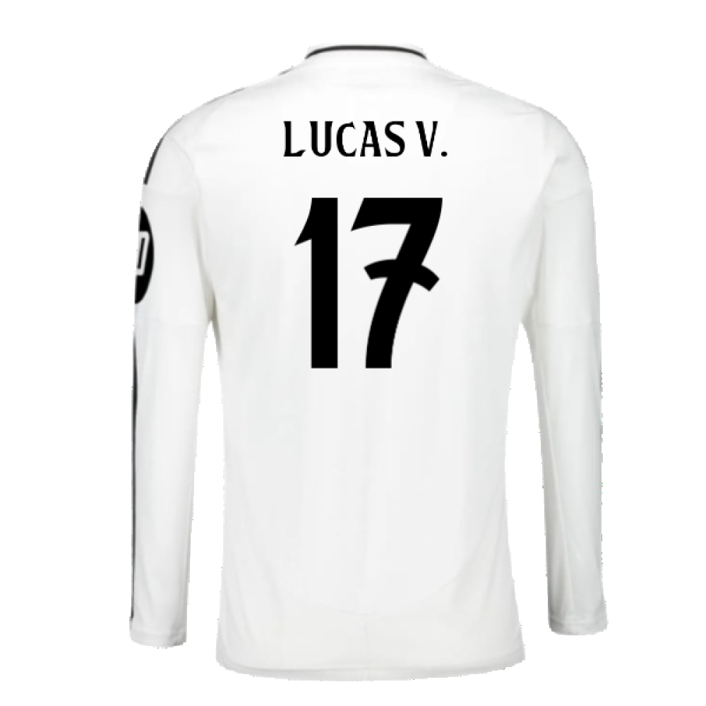 2024-2025 Real Madrid Long Sleeve Home Shirt (Lucas V. 17)