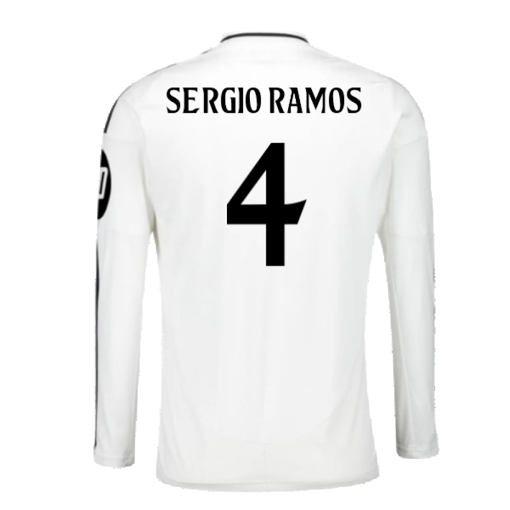 2024-2025 Real Madrid Long Sleeve Home Shirt (Sergio Ramos 4)