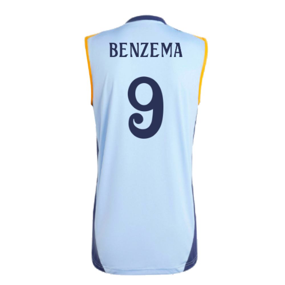 2024-2025 Real Madrid Sleeveless Jersey (Glow Blue) (Benzema 9)