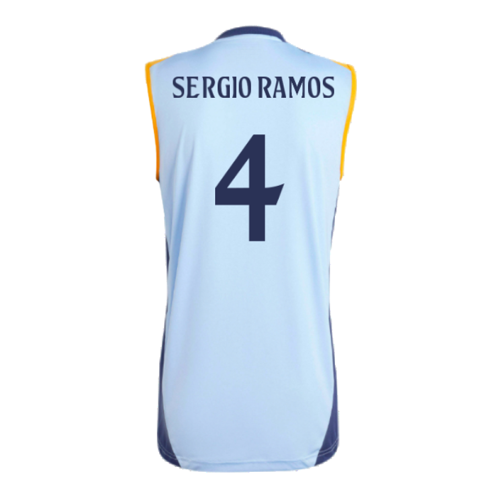 2024-2025 Real Madrid Sleeveless Jersey (Glow Blue) (Sergio Ramos 4)