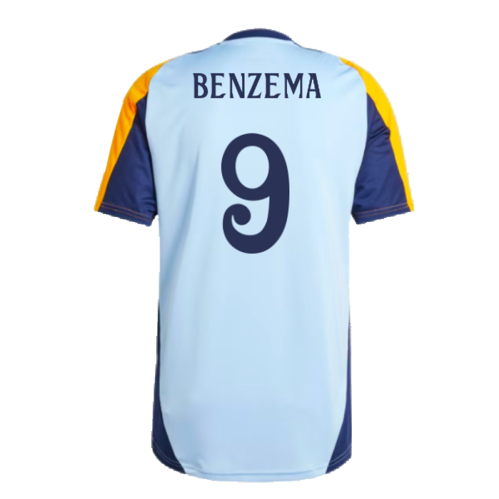 2024-2025 Real Madrid Training Shirt (Glow Blue) (Benzema 9)