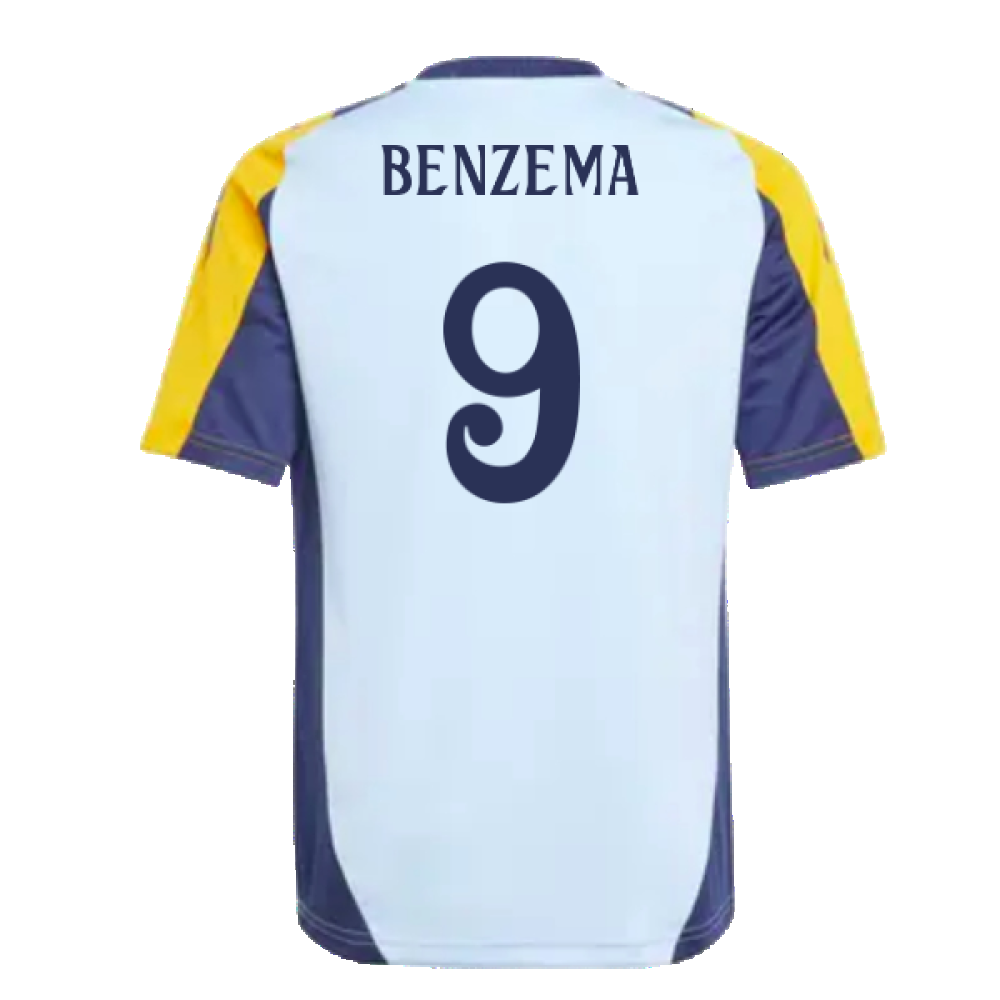 2024-2025 Real Madrid Training Shirt (Glow Blue) - Kids (Benzema 9)