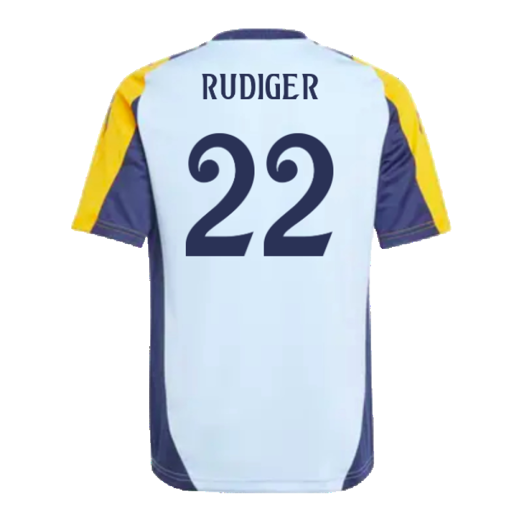 2024-2025 Real Madrid Training Shirt (Glow Blue) - Kids (Rudiger 22)